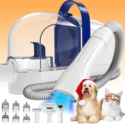 Dog Grooming Vacuum 12Kpa Dog Hair Vacuum Dog Grooming Kit with Pet Clippers Pet Grooming Vacuum for Dogs Low Noise Dog Vacuum for for Shedding Grooming 3 Suction Mode
